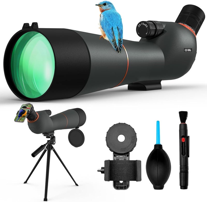 Three Triping Spotting Scope 25-75×85 - Dual Focusing Spotter Scope, with Tripod & Phone Adapter, Ideal for Bird Watching & Wildlife Observing - Image 1